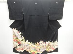 大村洋子作　本場加賀友禅　草花模様留袖(比翼付き)